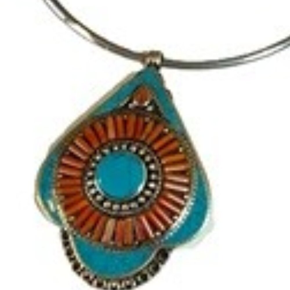 Tibetan Silver Turquoise Coral 70s Style Choker